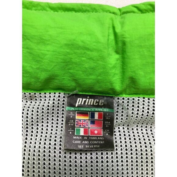 VINTAGE Prince CTS Team Pullover Jacket Men Adult XL Neon Green Blue Nylon 90s - Picture 7 of 8